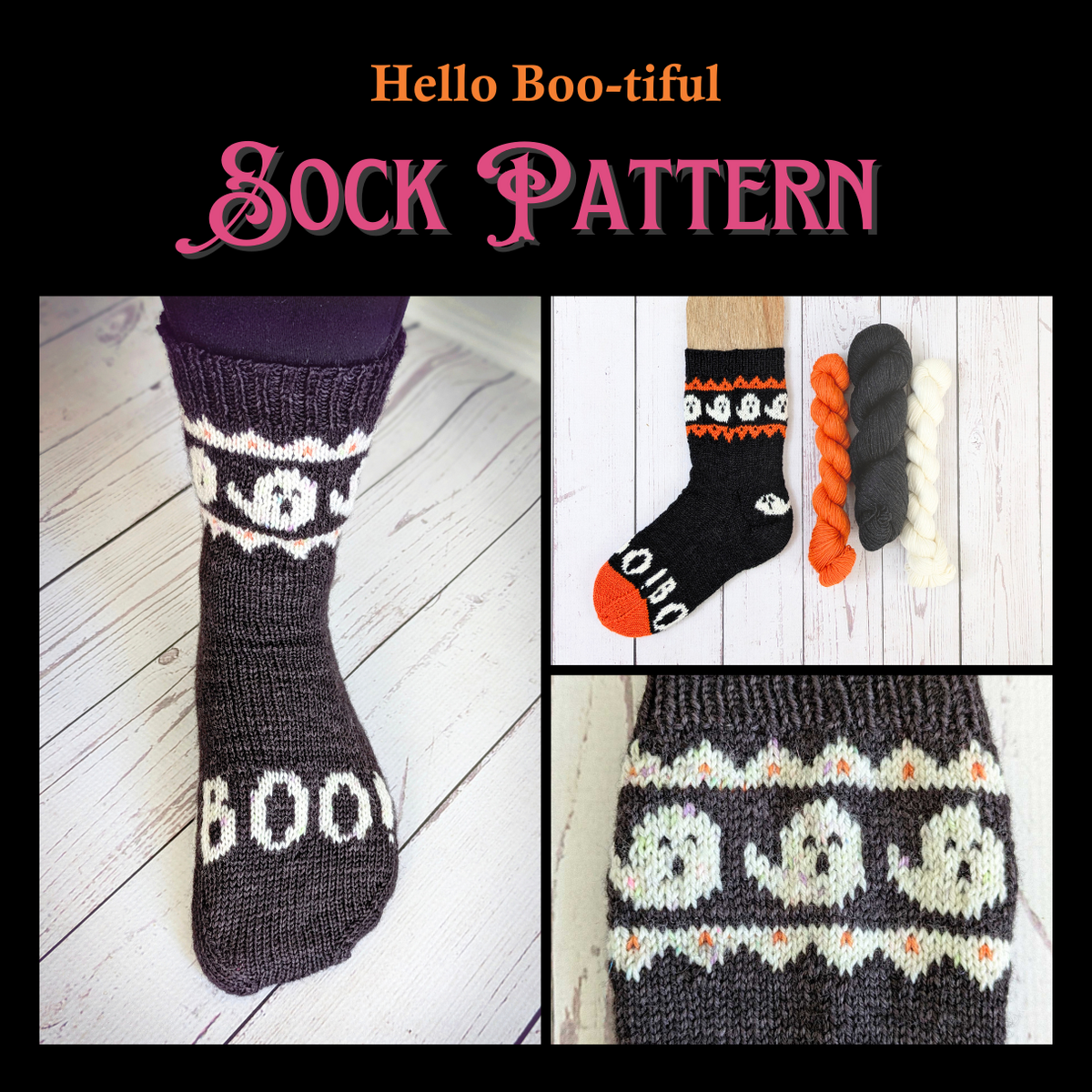 Hello Boo-tiful: Halloween-Inspired Knitted Socks Pattern PDF