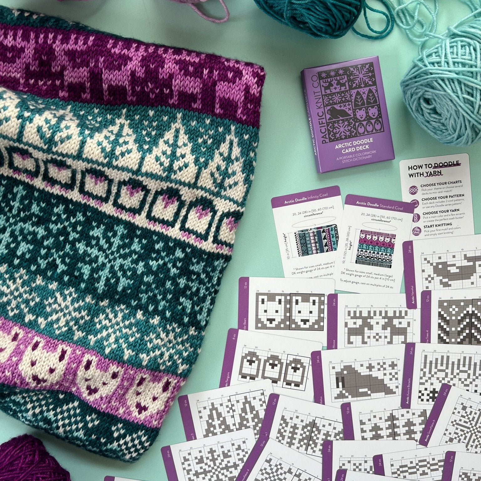 Arctic Doodle Deck: Knitting Chart & Stitch Dictionary Cards - Yarn Love Knitting Pattern