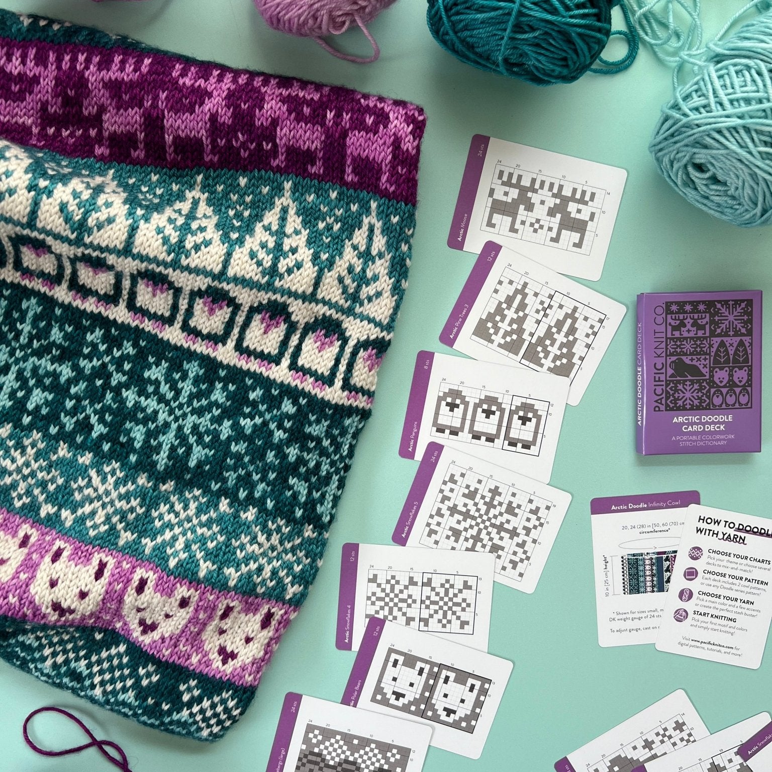 Arctic Doodle Deck: Knitting Chart & Stitch Dictionary Cards - Yarn Love Knitting Pattern