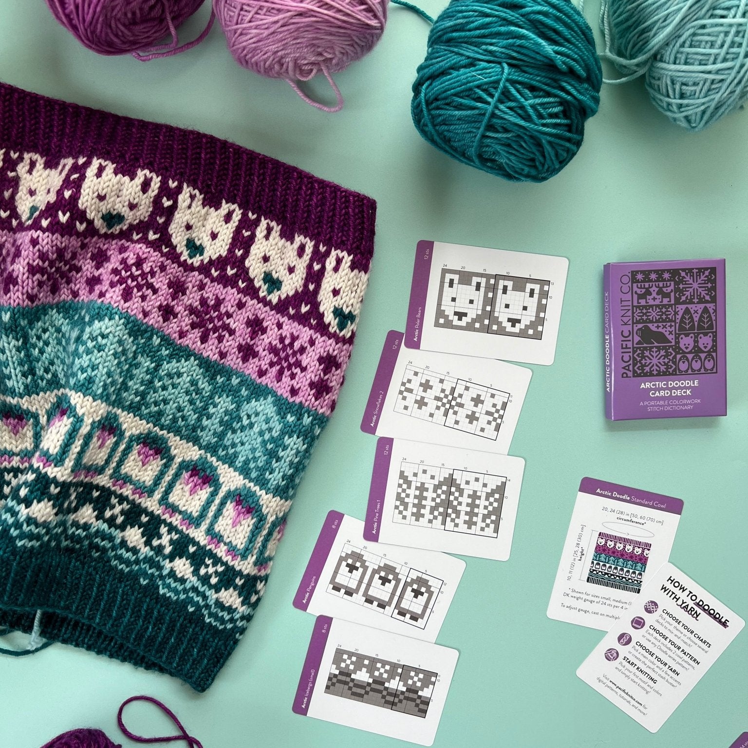 Arctic Doodle Deck: Knitting Chart & Stitch Dictionary Cards - Yarn Love Knitting Pattern