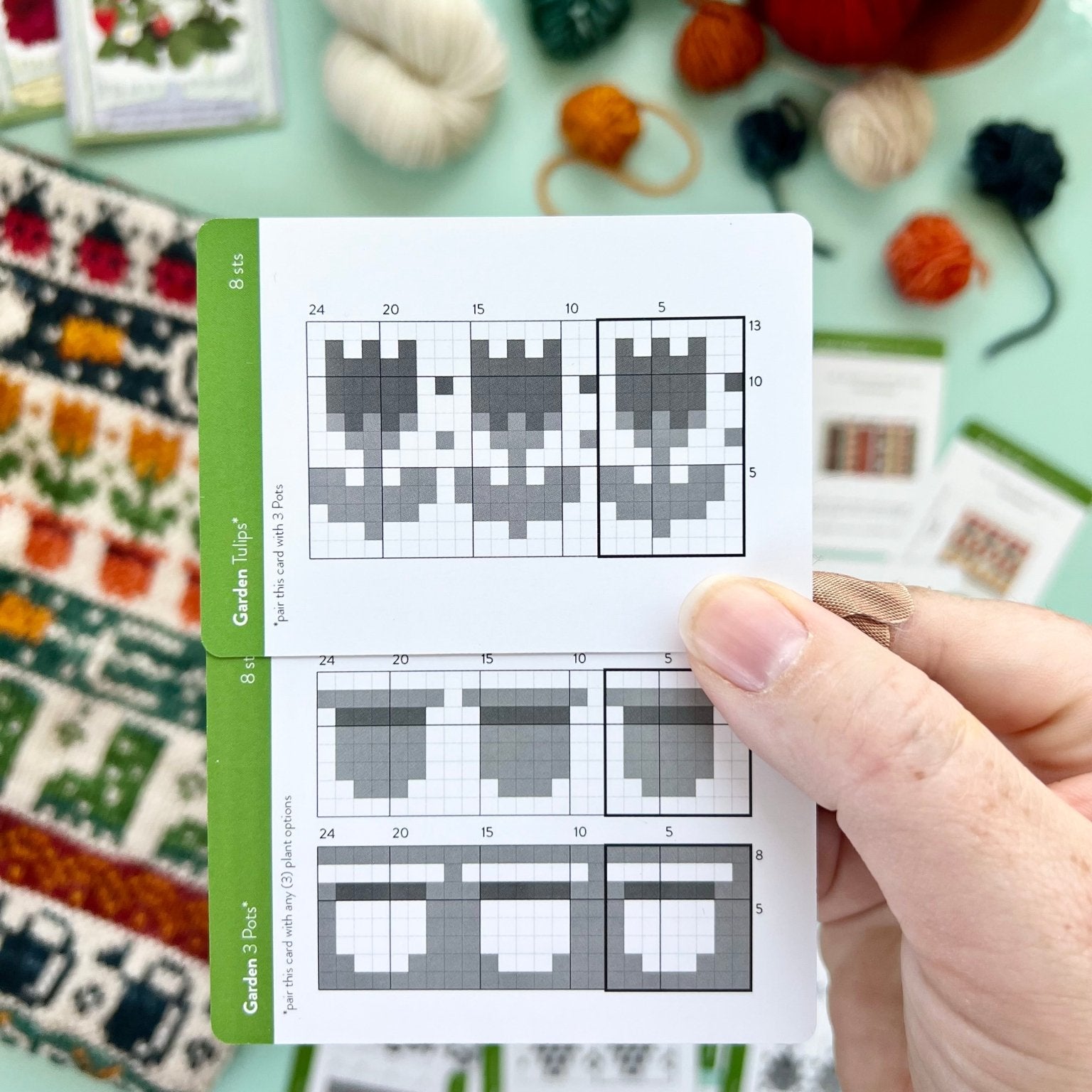 Garden Doodle Deck: Knitting Chart & Stitch Dictionary cards - Yarn Love Knitting Pattern