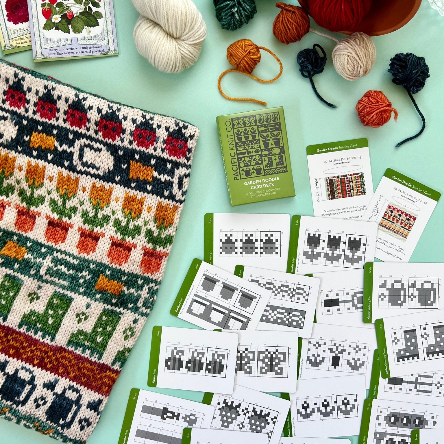 Garden Doodle Deck: Knitting Chart & Stitch Dictionary cards - Yarn Love Knitting Pattern