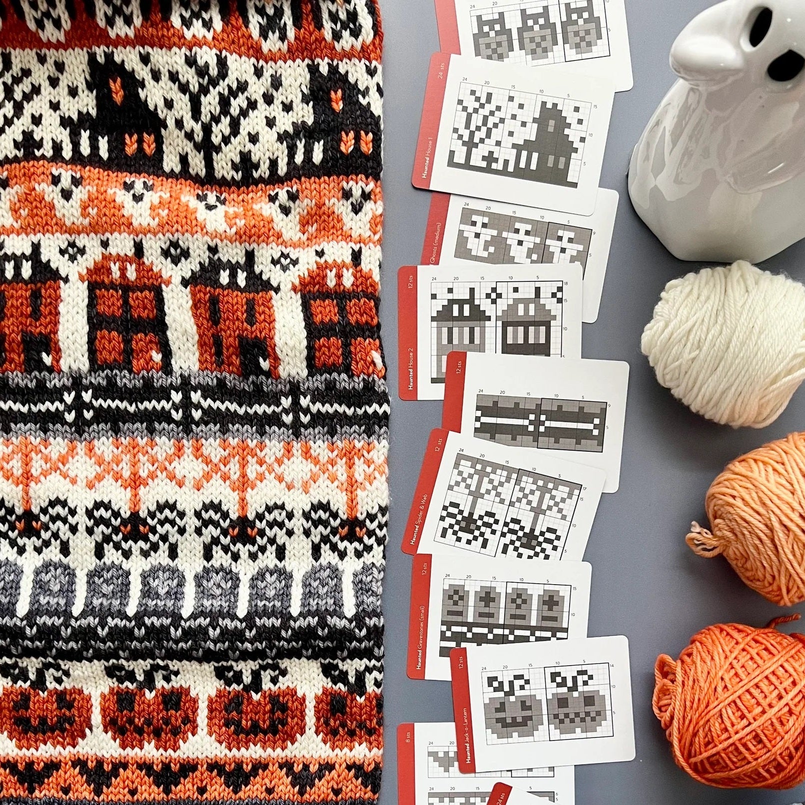Haunted Doodle Deck: Knitting Chart & Stitch Dictionary cards - Yarn Love Knitting Pattern