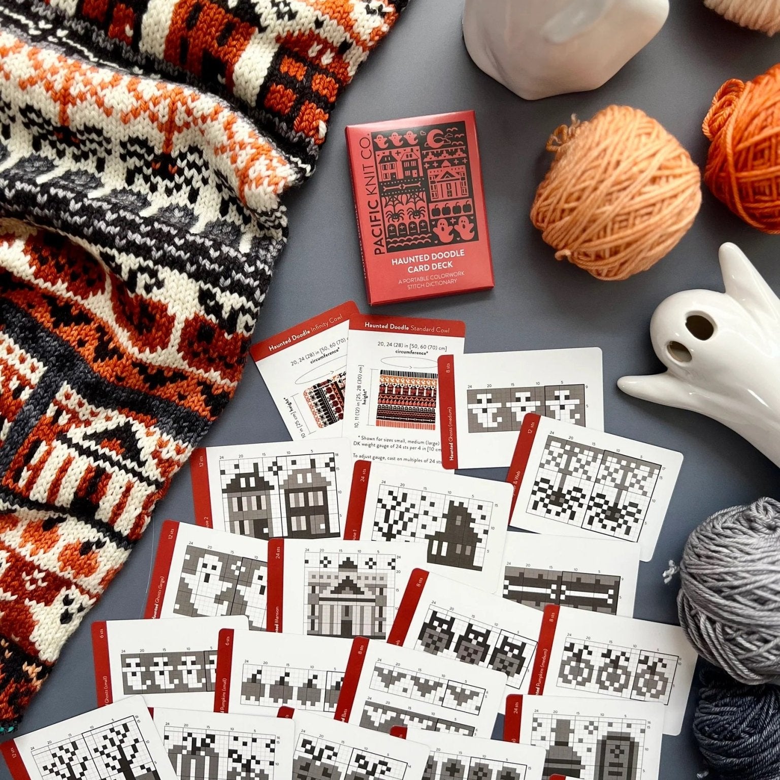 Haunted Doodle Deck: Knitting Chart & Stitch Dictionary cards - Yarn Love Knitting Pattern