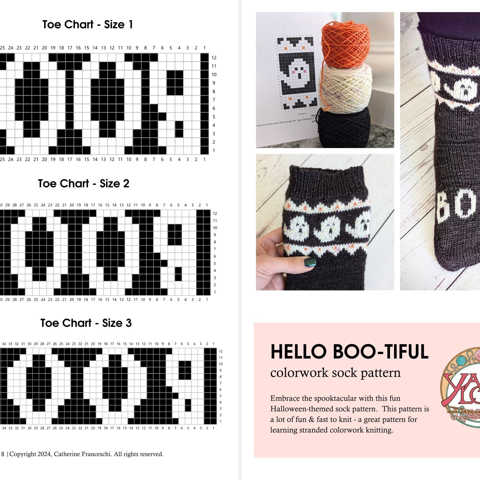 Hello Boo - tiful: Halloween - Inspired Knitted Socks Pattern PDF - Yarn Love Pattern