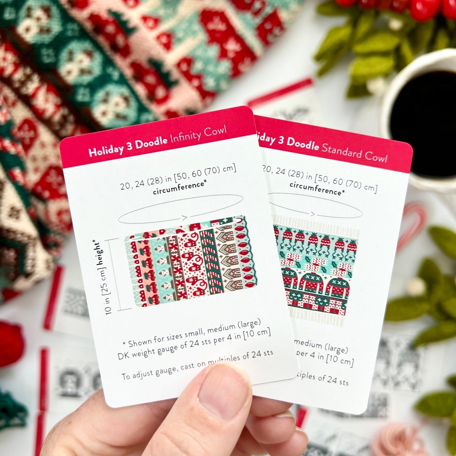 Holiday 3 Doodle Deck: Knitting Chart & Stitch Dictionary cards - Yarn Love Knitting Pattern