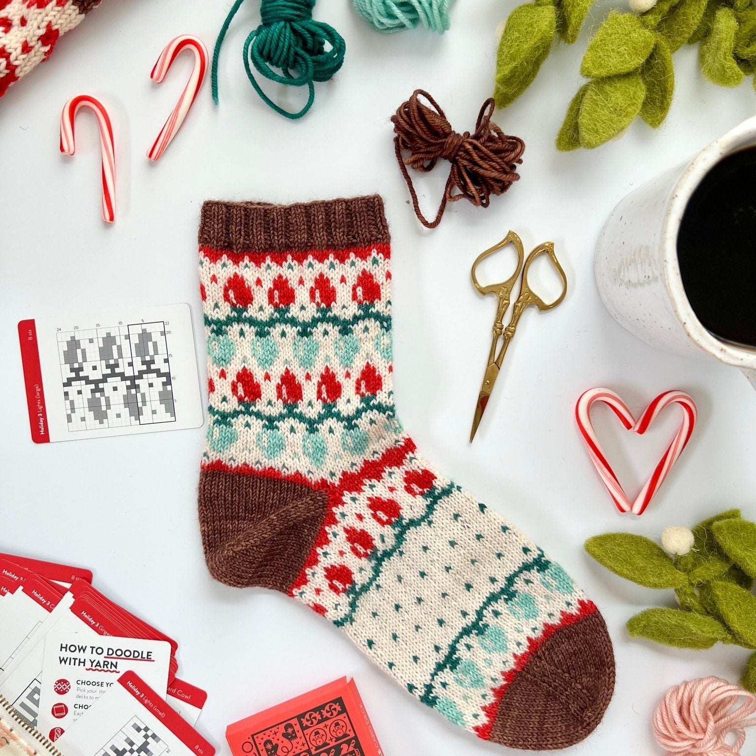 Holiday 3 Doodle Deck: Knitting Chart & Stitch Dictionary cards - Yarn Love Knitting Pattern