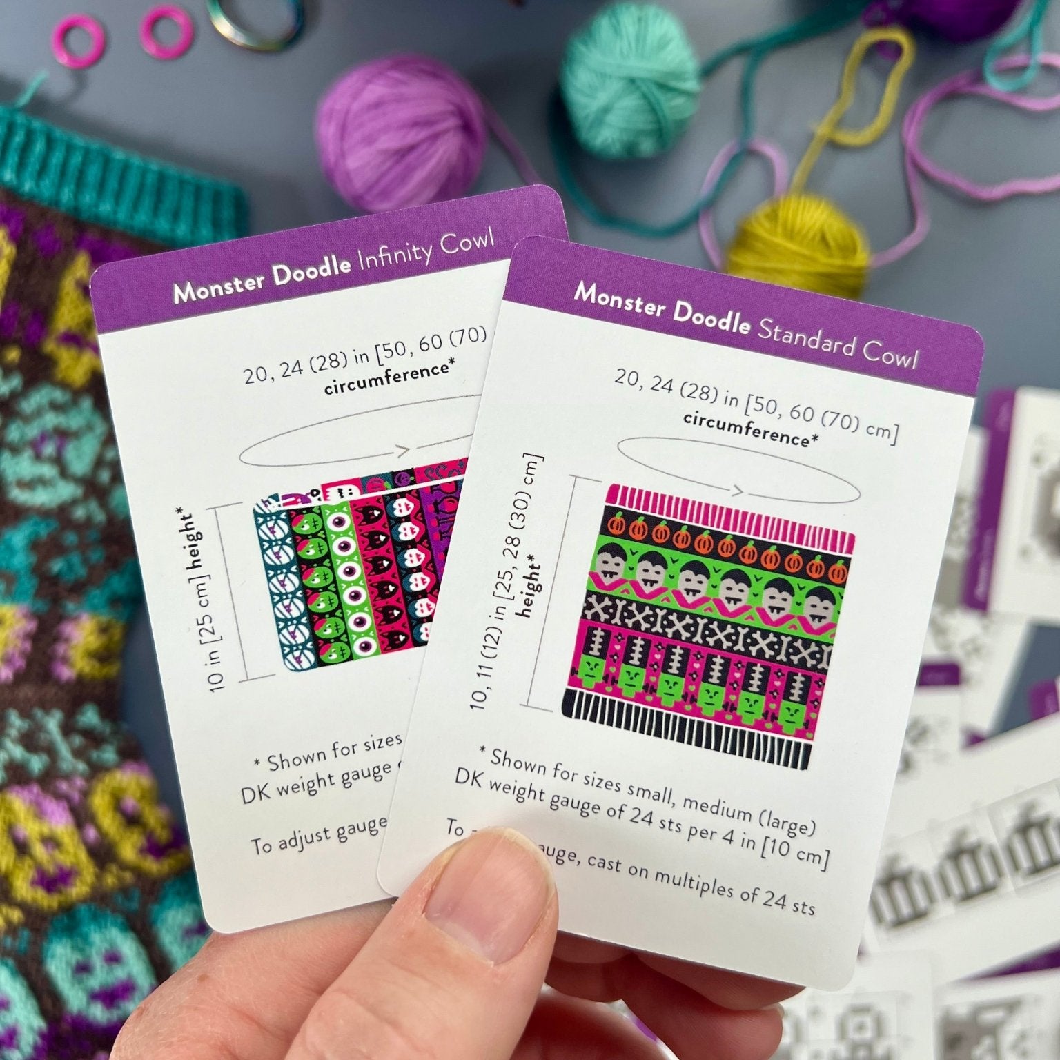 Monster Doodle Deck: Knitting Chart & Stitch Dictionary cards - Yarn Love Knitting Pattern