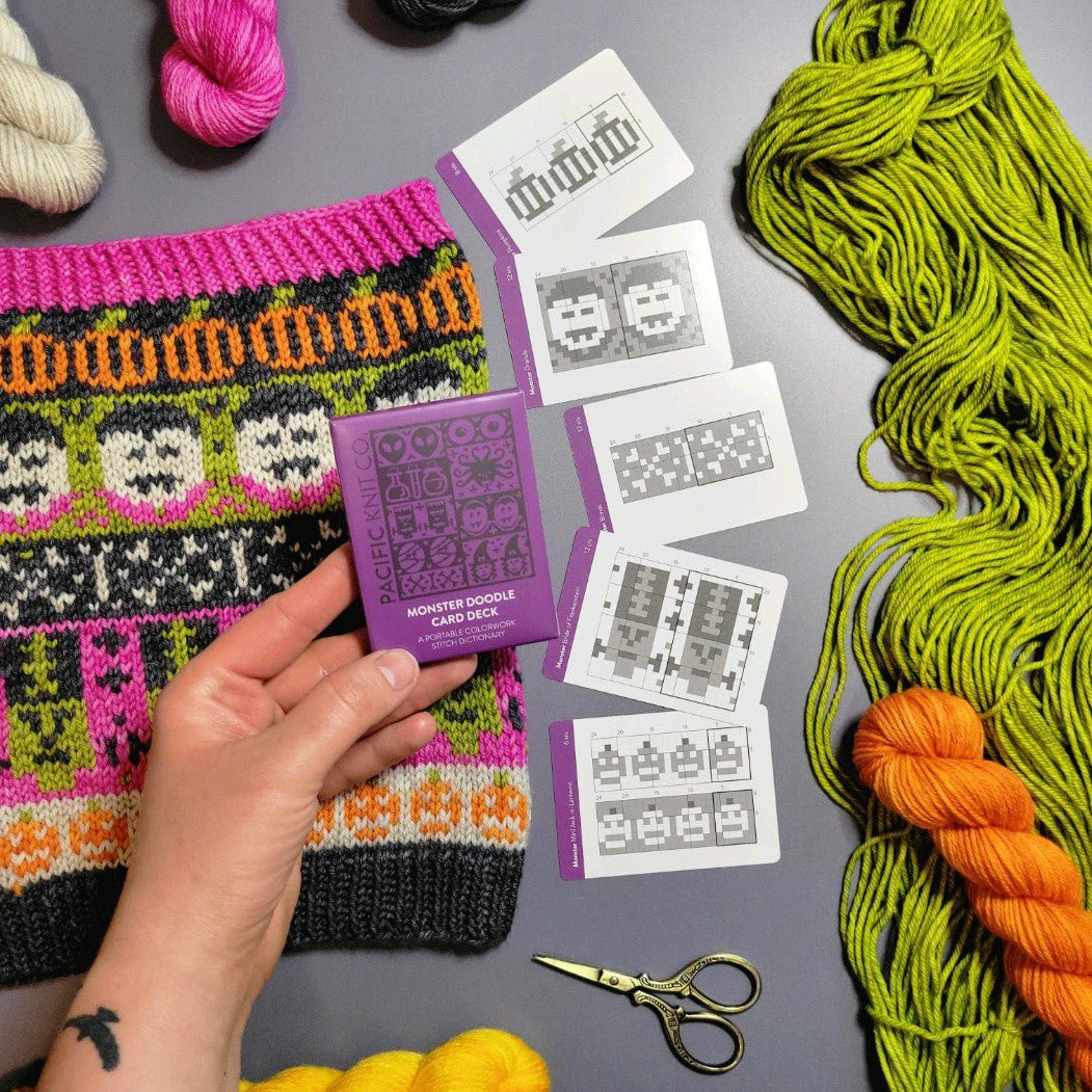 Monster Doodle Deck: Knitting Chart & Stitch Dictionary cards - Yarn Love Knitting Pattern