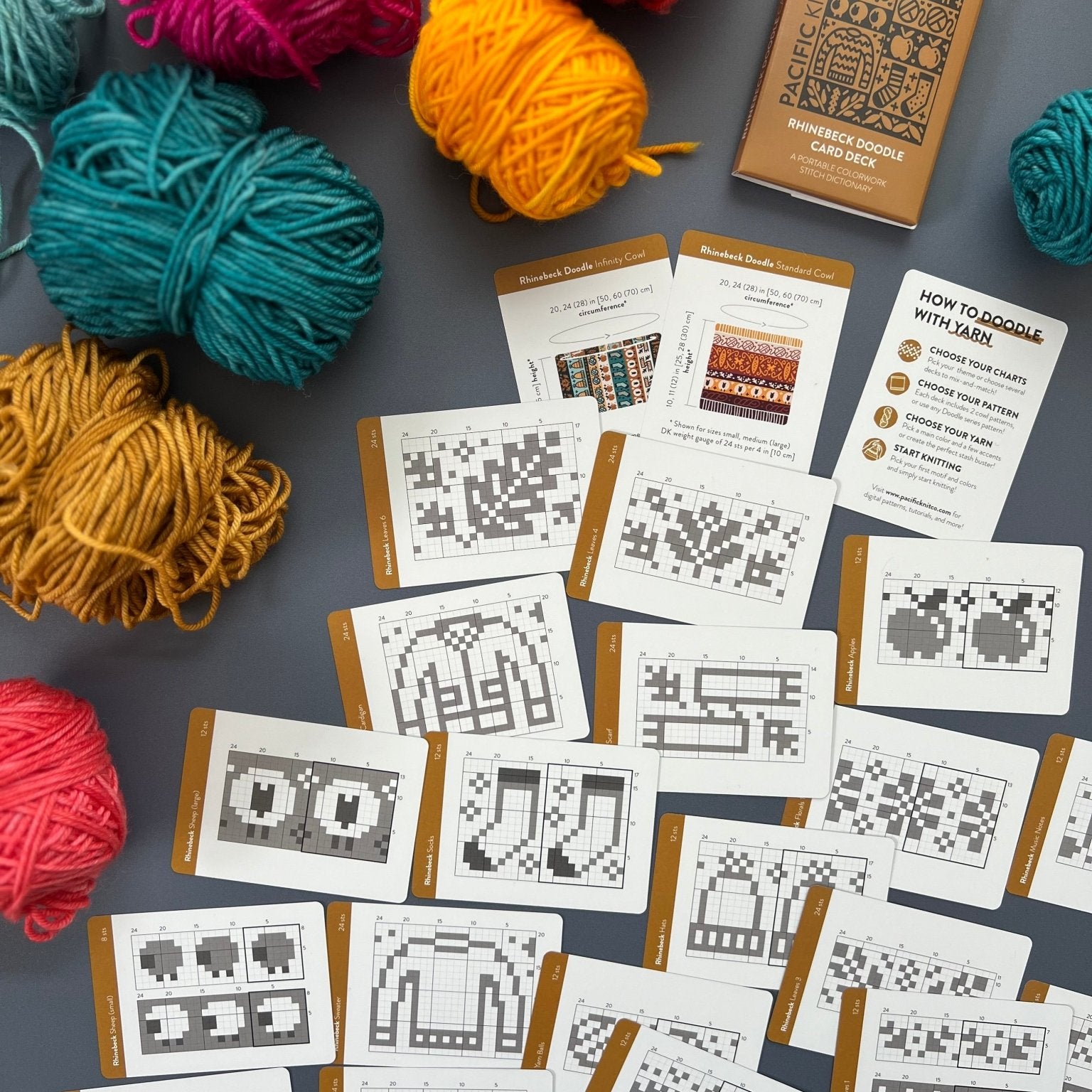 Rhinebeck Doodle Deck: Knitting Chart & Stitch Dictionary cards - Yarn Love Knitting Pattern